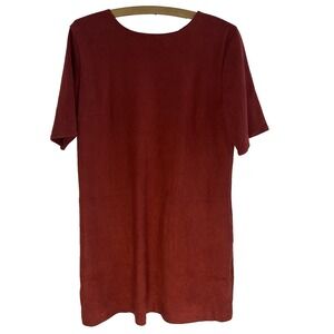 Fall Burnt‎ Orange Women Velvet Pocket Dress L Minimal Classic Clean Girl